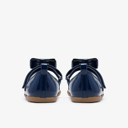 Charm Bow Kid Navy Patent | Clarks on Sale