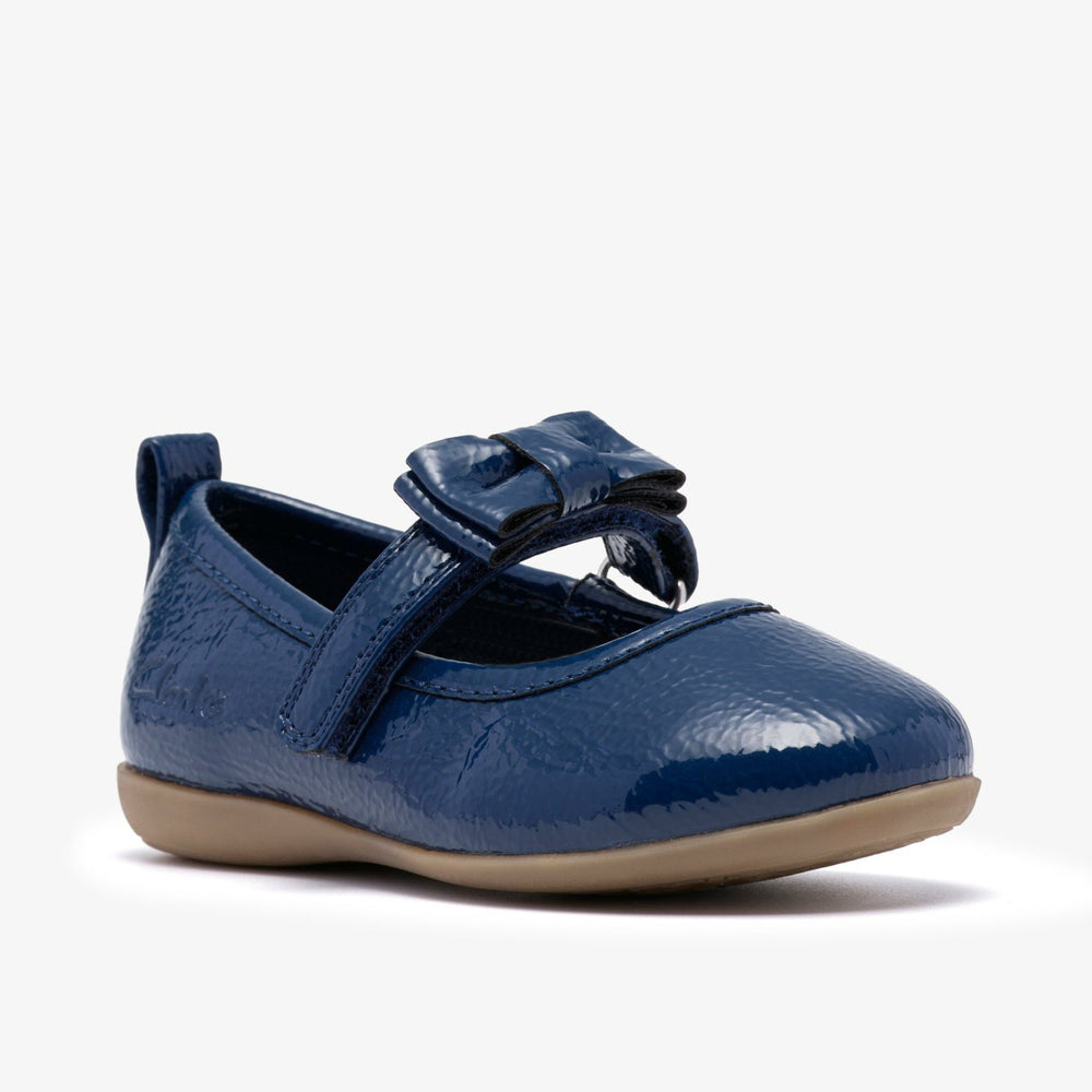 Charm Bow Toddler Navy Patent | Clarks on Sale