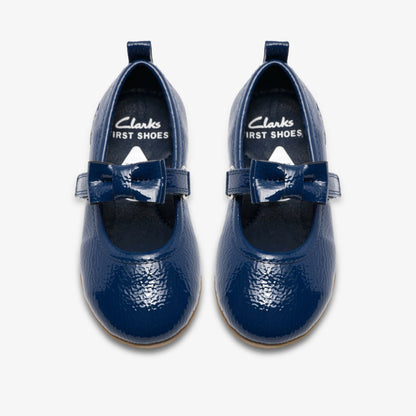 Charm Bow Toddler Navy Patent | Clarks on Sale