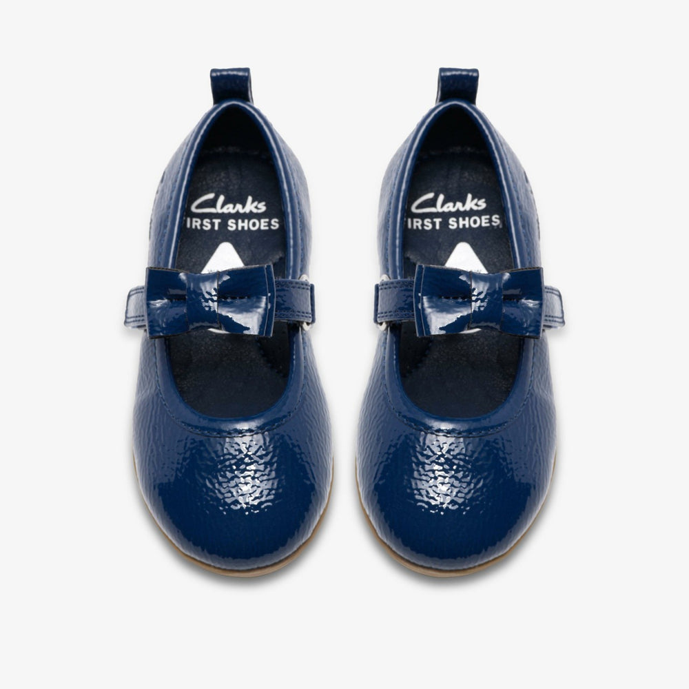 Charm Bow Toddler Navy Patent | Clarks on Sale
